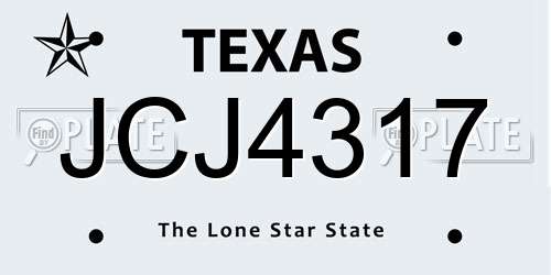 JCJ4317 Texas License Plate