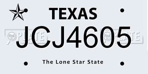 JCJ4605 Texas License Plate