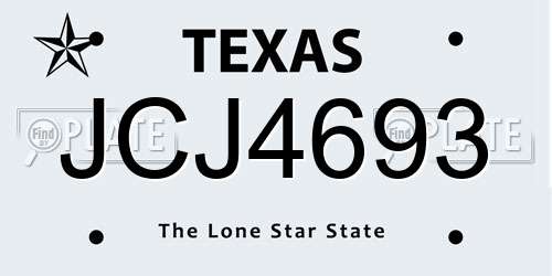 JCJ4693 Texas License Plate