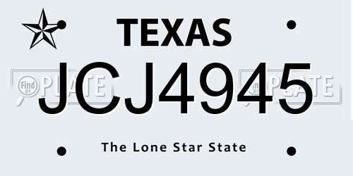 JCJ4945 Texas License Plate