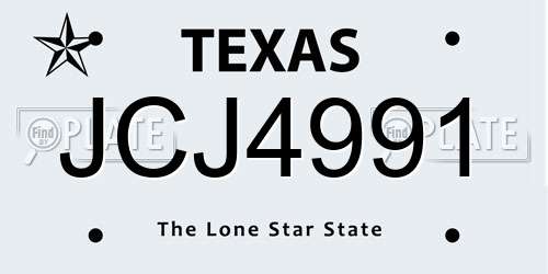 JCJ4991 Texas License Plate