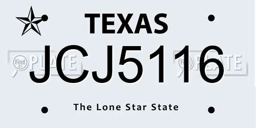 JCJ5116 Texas License Plate