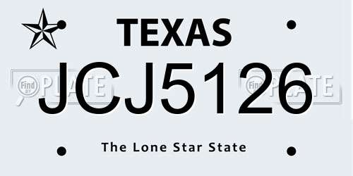 JCJ5126 Texas License Plate
