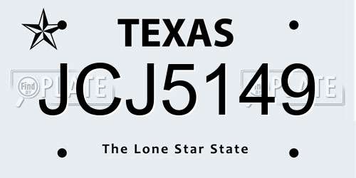 JCJ5149 Texas License Plate