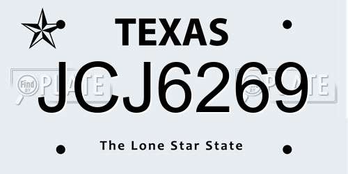 JCJ6269 Texas License Plate