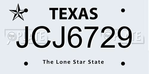 JCJ6729 Texas License Plate