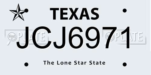 JCJ6971 Texas License Plate