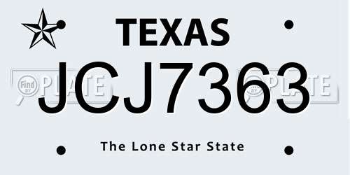 JCJ7363 Texas License Plate