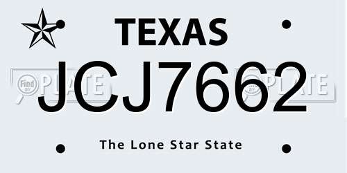 JCJ7662 Texas License Plate
