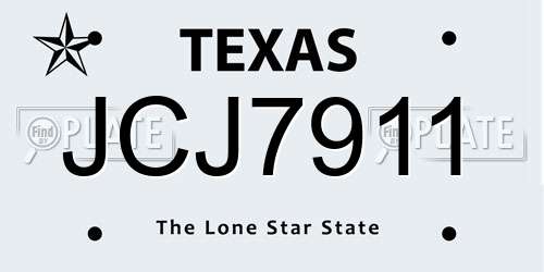 JCJ7911 Texas License Plate