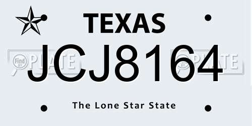 JCJ8164 Texas License Plate