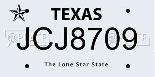 JCJ8709 Texas License Plate