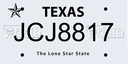 JCJ8817 Texas License Plate