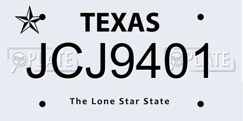 JCJ9401 Texas License Plate