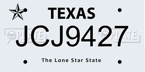 JCJ9427 Texas License Plate