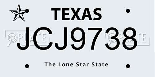 JCJ9738 Texas License Plate