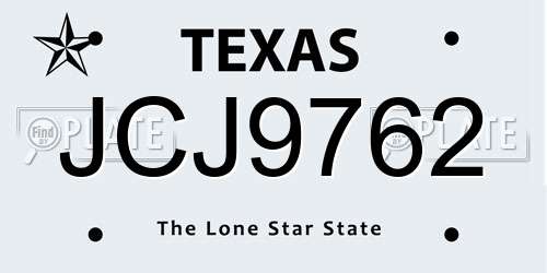JCJ9762 Texas License Plate
