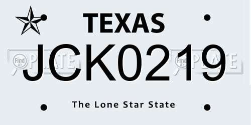 JCK0219 Texas License Plate