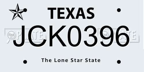 JCK0396 Texas License Plate