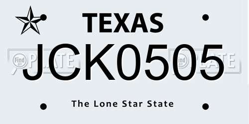 JCK0505 Texas License Plate