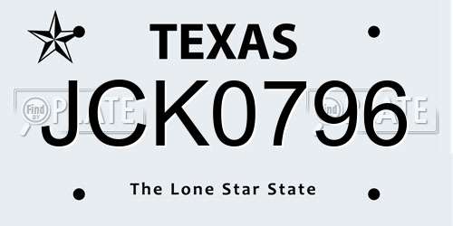 JCK0796 Texas License Plate