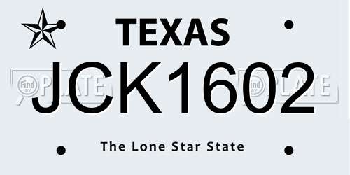 JCK1602 Texas License Plate