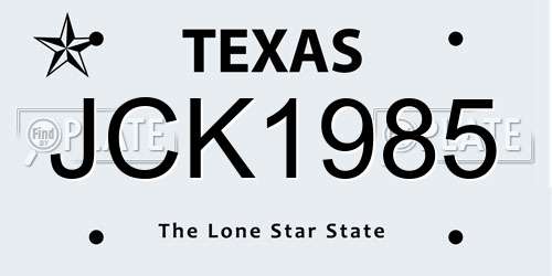 JCK1985 Texas License Plate