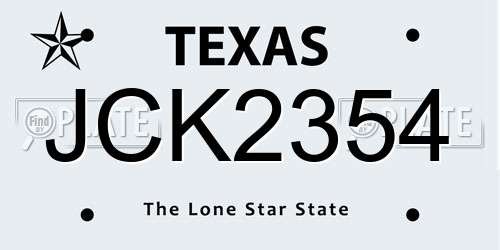 JCK2354 Texas License Plate