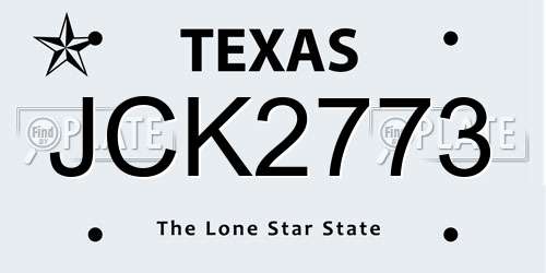 JCK2773 Texas License Plate