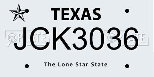JCK3036 Texas License Plate