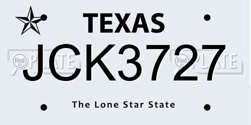 JCK3727 Texas License Plate