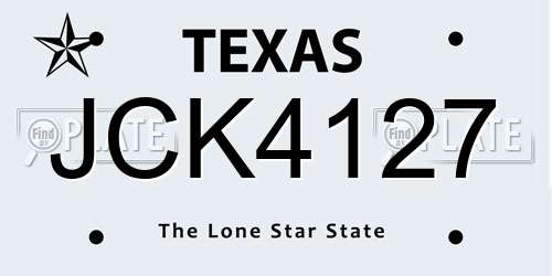 JCK4127 Texas License Plate