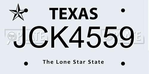JCK4559 Texas License Plate