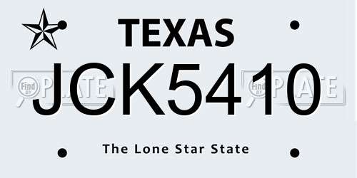 JCK5410 Texas License Plate