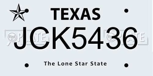 JCK5436 Texas License Plate
