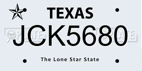 JCK5680 Texas License Plate