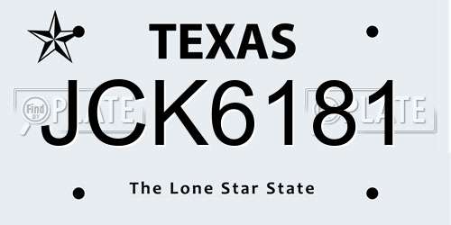 JCK6181 Texas License Plate