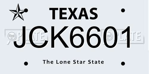 JCK6601 Texas License Plate