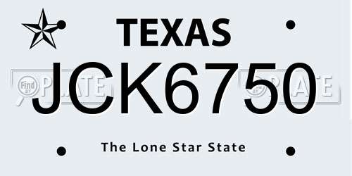 JCK6750 Texas License Plate