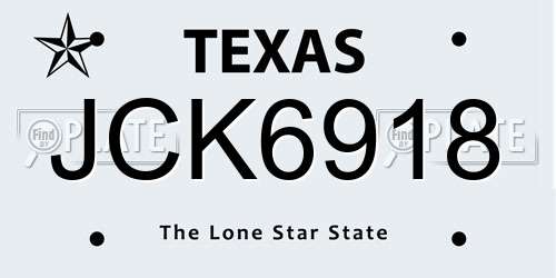 JCK6918 Texas License Plate