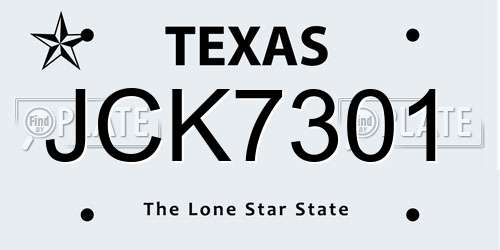 JCK7301 Texas License Plate