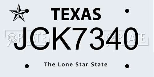 JCK7340 Texas License Plate