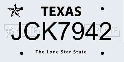 JCK7942 Texas License Plate