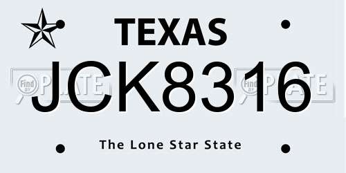 JCK8316 Texas License Plate