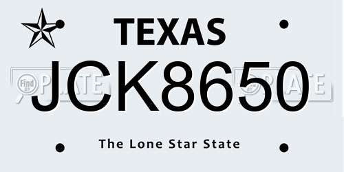JCK8650 Texas License Plate