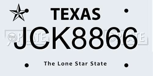 JCK8866 Texas License Plate