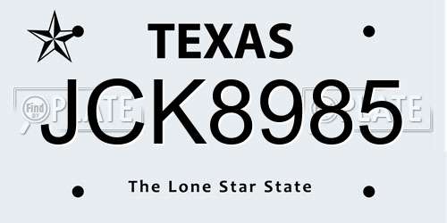 JCK8985 Texas License Plate