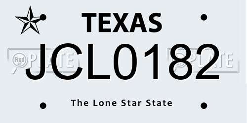 JCL0182 Texas License Plate