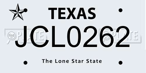 JCL0262 Texas License Plate
