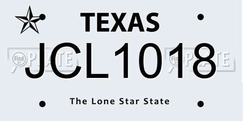 JCL1018 Texas License Plate